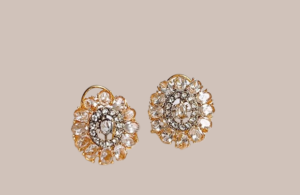 Antique Golden Floral Diamond Earrings