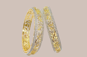 Golden and silver filigree designer bangles